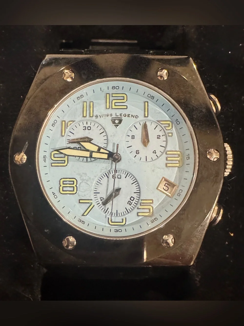 SWISS LEGEND Throttle Black Ceramic Chronograph Watch 1028-BKBBLSA! 7”Wrist Max!